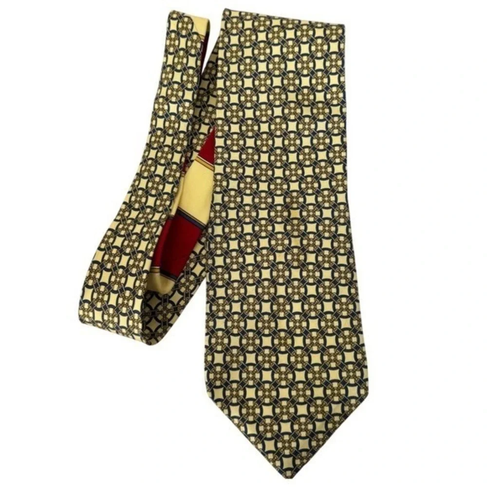 Paulo Gucci Silk Tie Geometric Chain Design